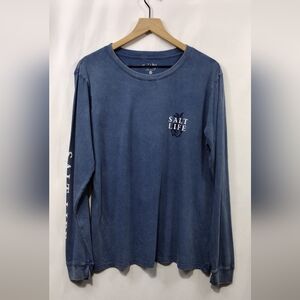 Salt Life Salty Swell Long Sleeve Classic Fit Shirt Mens L Blue Casual Coastal